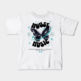 HOUSE MUSIC  - Butterfly Y2K steez  (black/blue) Kids T-Shirt